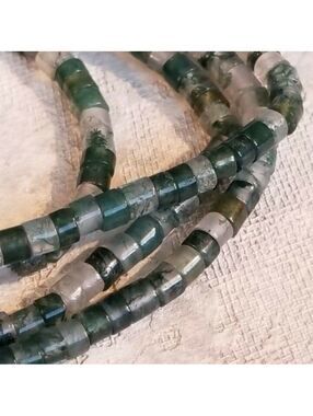 50 Natural Montana Moss Agate Round Flat Heishi Rondelle Gemstone Beads Bulk Lot